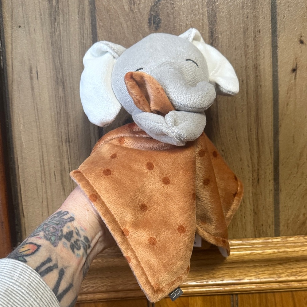 Elephant Plush Security Blanket - Gray and Brown
